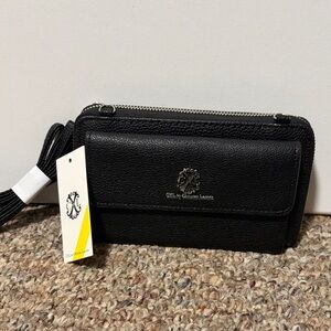 Christian Lacroix Black Leather Wristlet Clutch